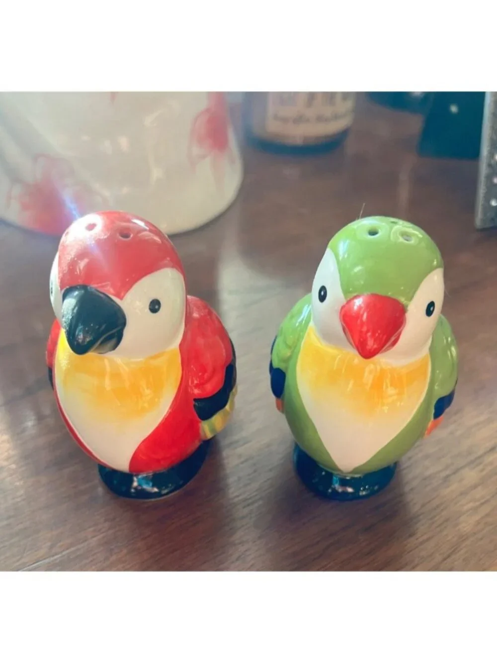 Pier 1 (retired) salt and pepper shakers, colorful parrots